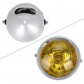 Suuonee Motorcycle Headlamp Retro Yellow Lens Round Modified Front Headlight Fits For Cg125 Gn125 Plating