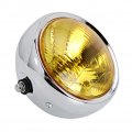 Suuonee Motorcycle Headlamp Retro Yellow Lens Round Modified Front Headlight Fits For Cg125 Gn125 Plating